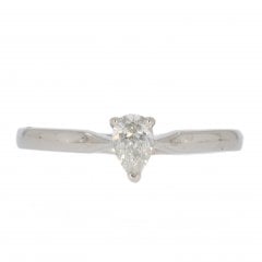Platinum Pear Cut Diamond Solitaire Ring