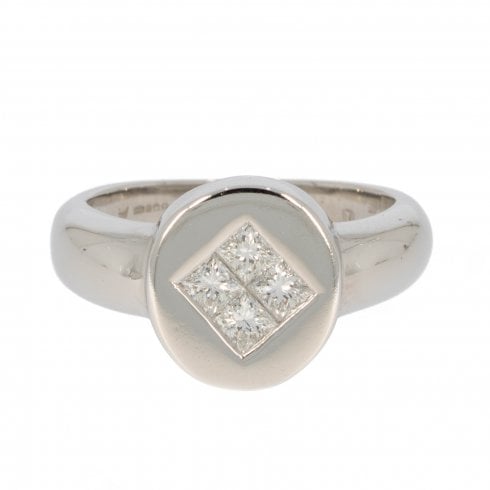 Platinum Princess Cut Diamond Signet Ring
