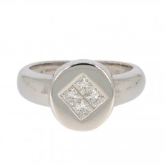 Platinum Princess Cut Diamond Signet Ring