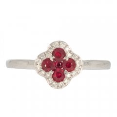 Platinum Ruby & Diamond Cluster Ring