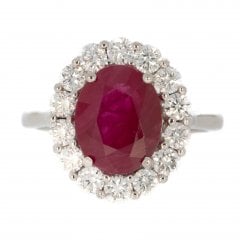 Platinum Ruby & Diamond Cluster Ring