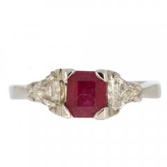 Platinum Ruby & Diamond Three-Stone Ring
