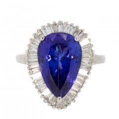 Platinum Tanzanite & Diamond Cluster Ring