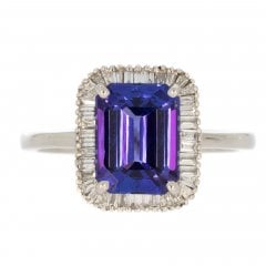 Platinum Tanzanite & Diamond Cluster Ring
