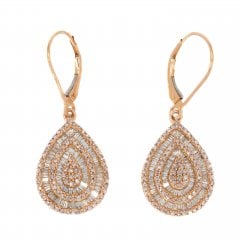 Rose Gold Diamond Cluster Drop Earrings