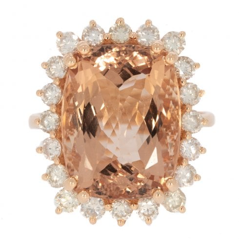 Rose Gold Morganite & Diamond Cluster Ring
