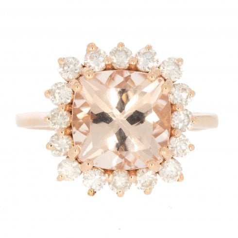 Rose Gold Morganite & Diamond Cluster Ring