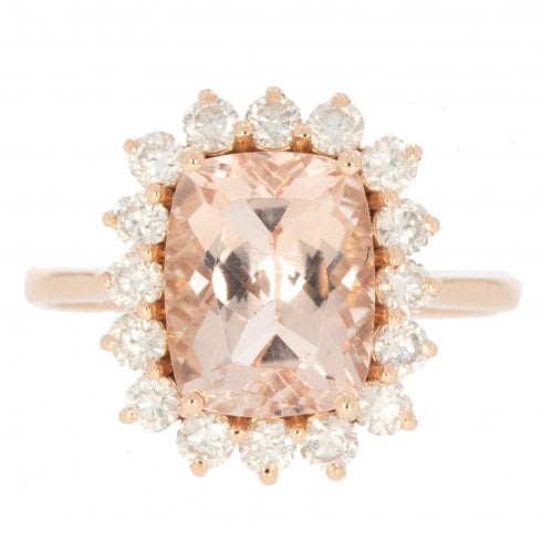 Rose Gold Morganite & Diamond Cluster Ring
