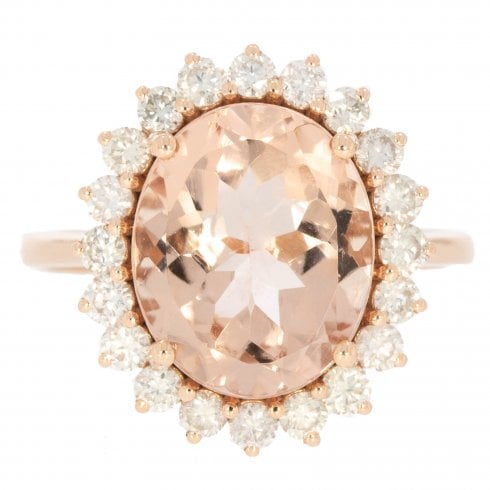 Rose Gold Morganite & Diamond Cluster Ring