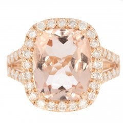 Rose Gold Morganite & Diamond Cluster Ring