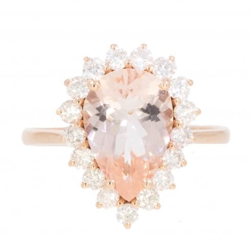 Rose Gold Morganite & Diamond Cluster Ring