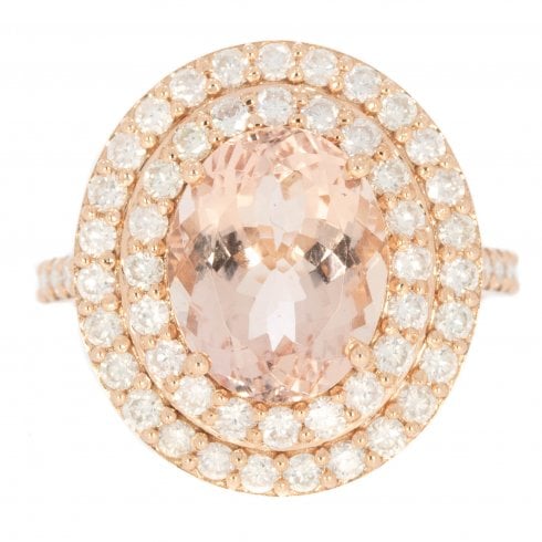 Rose Gold Morganite & Diamond Cluster Ring
