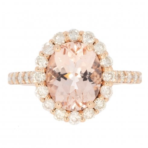 Rose Gold Morganite & Diamond Cluster Ring