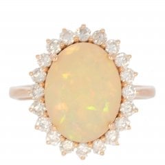 Rose Gold Opal & Diamond Cluster Ring