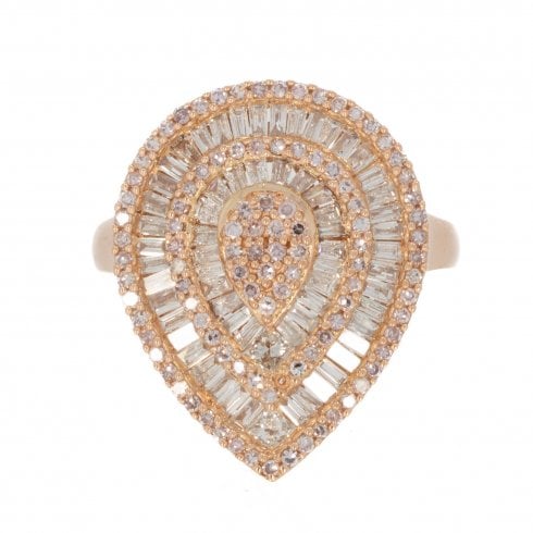 Rose Gold Pear-Shaped Cluster Ring
