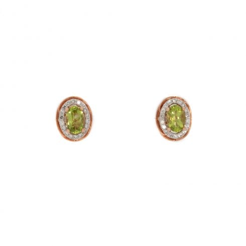 Rose Gold Peridot & Diamond Cluster Earrings