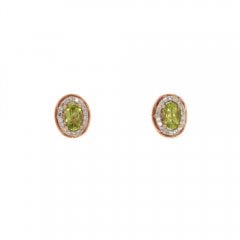 Rose Gold Peridot & Diamond Cluster Earrings