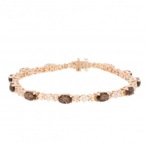 Rose Gold Smokey Quartz & Diamond Bracelet