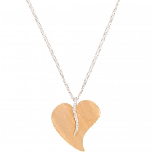 Rose & White Gold Diamond Heart Pendant