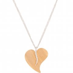 Rose & White Gold Diamond Heart Pendant