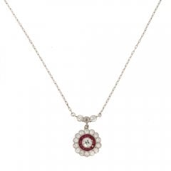 Ruby and Diamond Cluster Necklace
