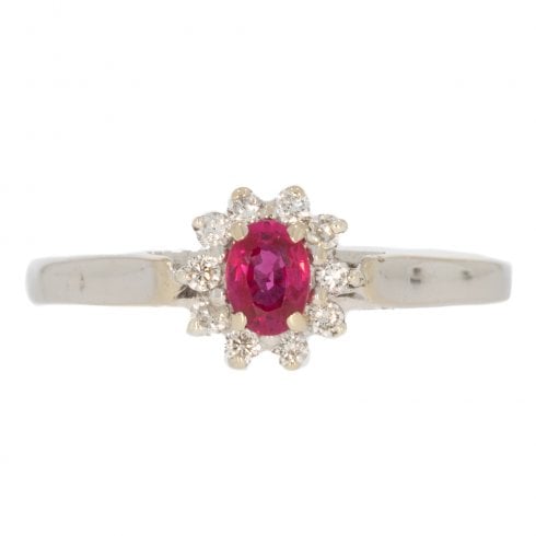 Ruby & Diamond Cluster Ring