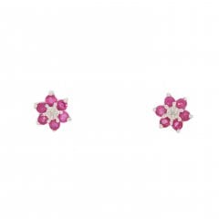 Ruby & Diamond Daisy Stud Earrings