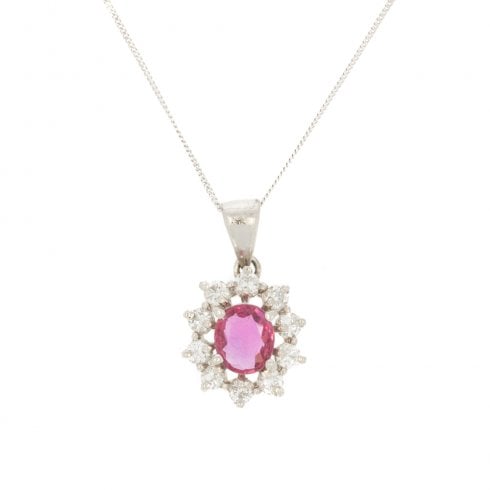 Ruby & Diamond Platinum Pendant
