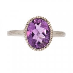 Silver And Faceted Amethyst Single Stone Dress Ring