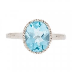 Silver And Faceted Blue Topaz Single Stone Dress Ring