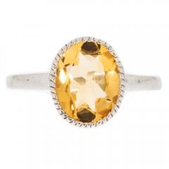 Silver And Faceted Citrine Single Stone Dress Ring