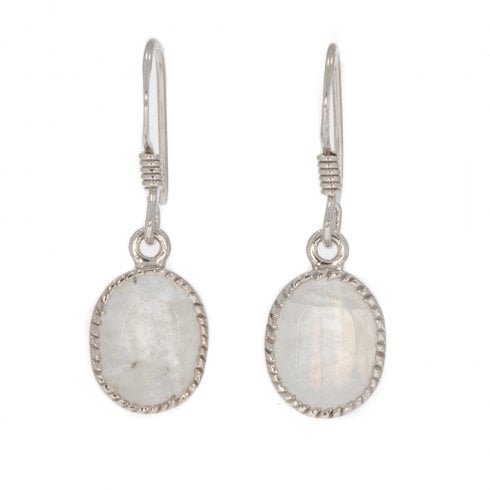 Silver And Faceted Moonstone Drop Earrings