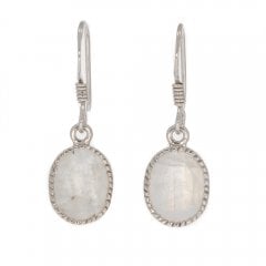 Silver And Faceted Moonstone Drop Earrings