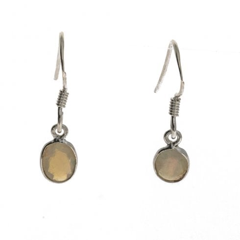 Silver And Natural Opal Drop Earrings