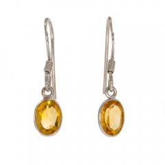 Silver Citrine Drop Earrings