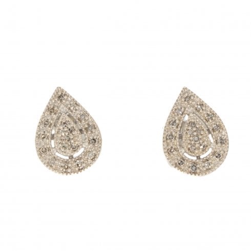 Silver Diamond Cluster Earrings