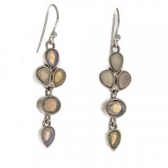 Silver Opal Faceted Drop Earrings