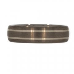 Titanium & Silver Satin Double Banded Wedding Ring