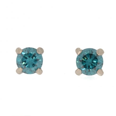 Treated Blue Diamond Ear Studs