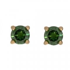 Treated Green Diamond Ear Studs