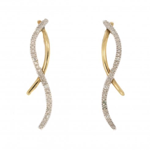 Two-colour Gold Diamond Drop Earrings