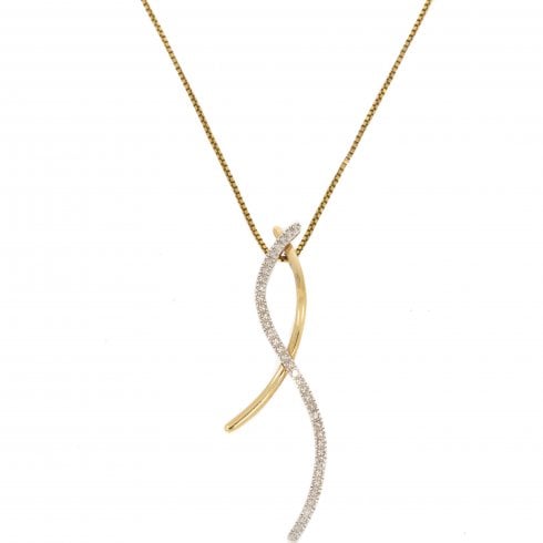 Two-colour Gold Diamond Drop Pendant