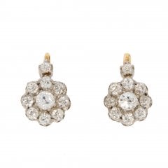 Victorian Old Cut Diamond Cluster Earrings