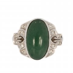Vintage 18ct Gold Agate & Diamond Dress Ring