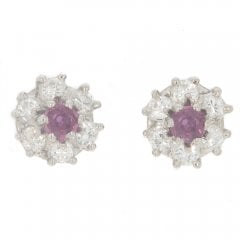 Vintage 18ct Gold Ruby & Diamond Ear Studs
