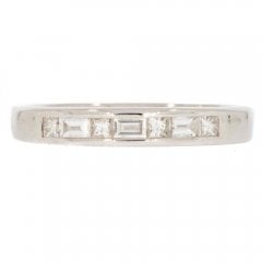 Vintage 18ct White Gold Mixed Cut Diamond Half Hoop Ring