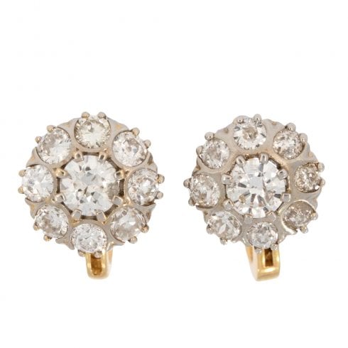 Vintage 1950s Diamond Cluster Earrings