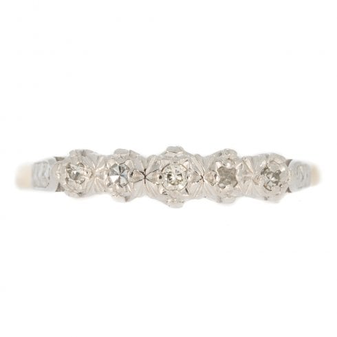 Vintage 1960s 18ct Gold Diamond Five Stone Ring