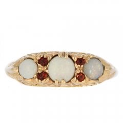Vintage 1968 Gold Opal & Garnet Ring