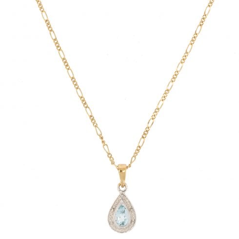 Vintage 9ct Gold Aquamarine & Diamond Pendant